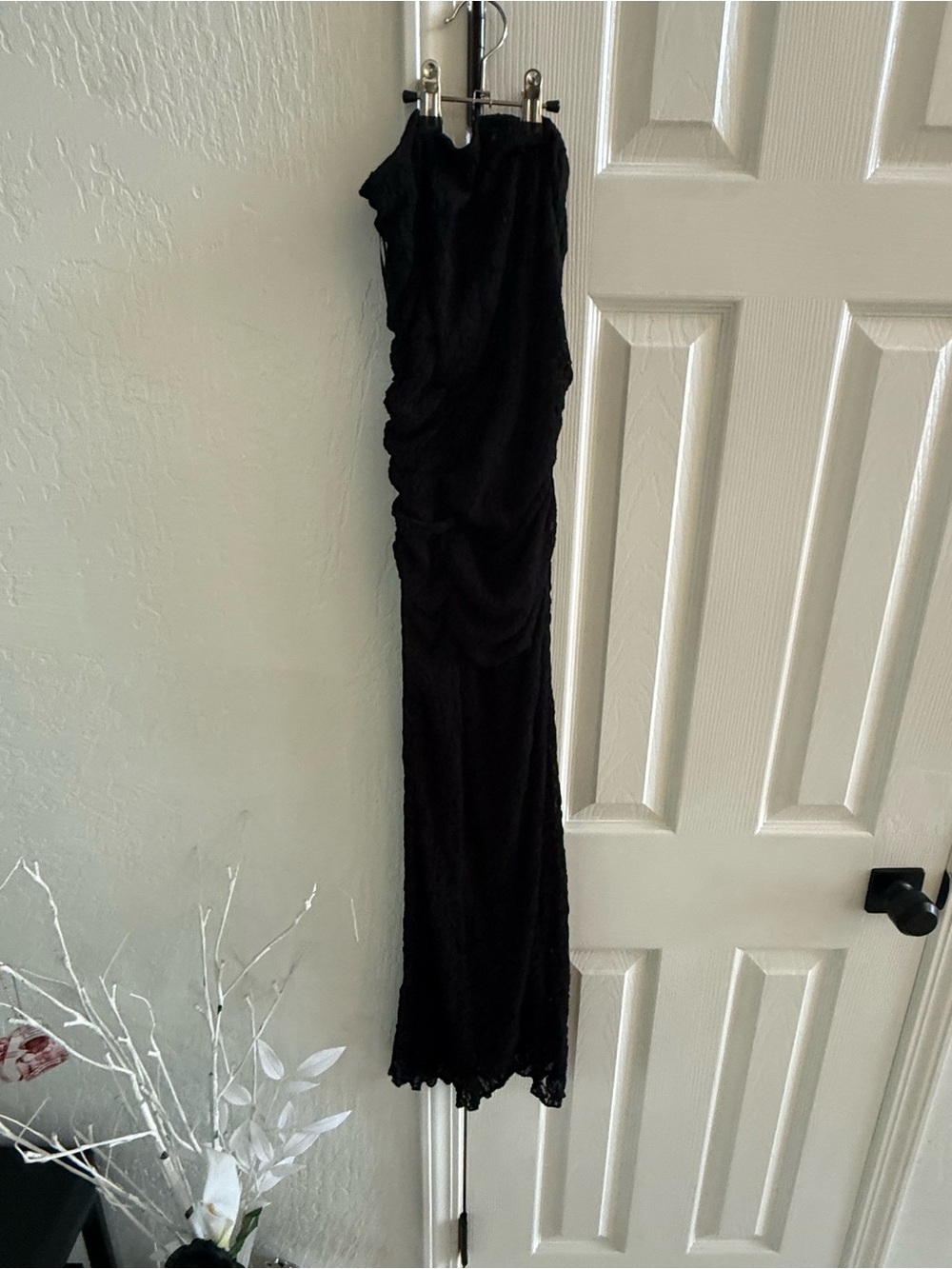 Zara Black Strapless mesh Maxi Dress